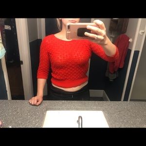 Red lace crop top. Size M
